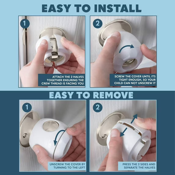 Todays Kids Baby Proofing Door Knob Covers 4 Pack - Easy to Install Child Safety Locks