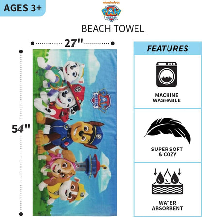Paw Patrol Franco Kids Bath/Pool/Beach Towel, Super Soft Cotton 27 in x 54 in