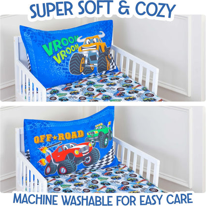 Todays Kids Monster Trucks Bedding Toddler Bed Sheets - 2-Piece Toddler Bed Sets