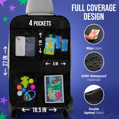 Todays Kids 2 Pack Kick Mats Back Seat Protector - Backseat Car Organizer for Kids