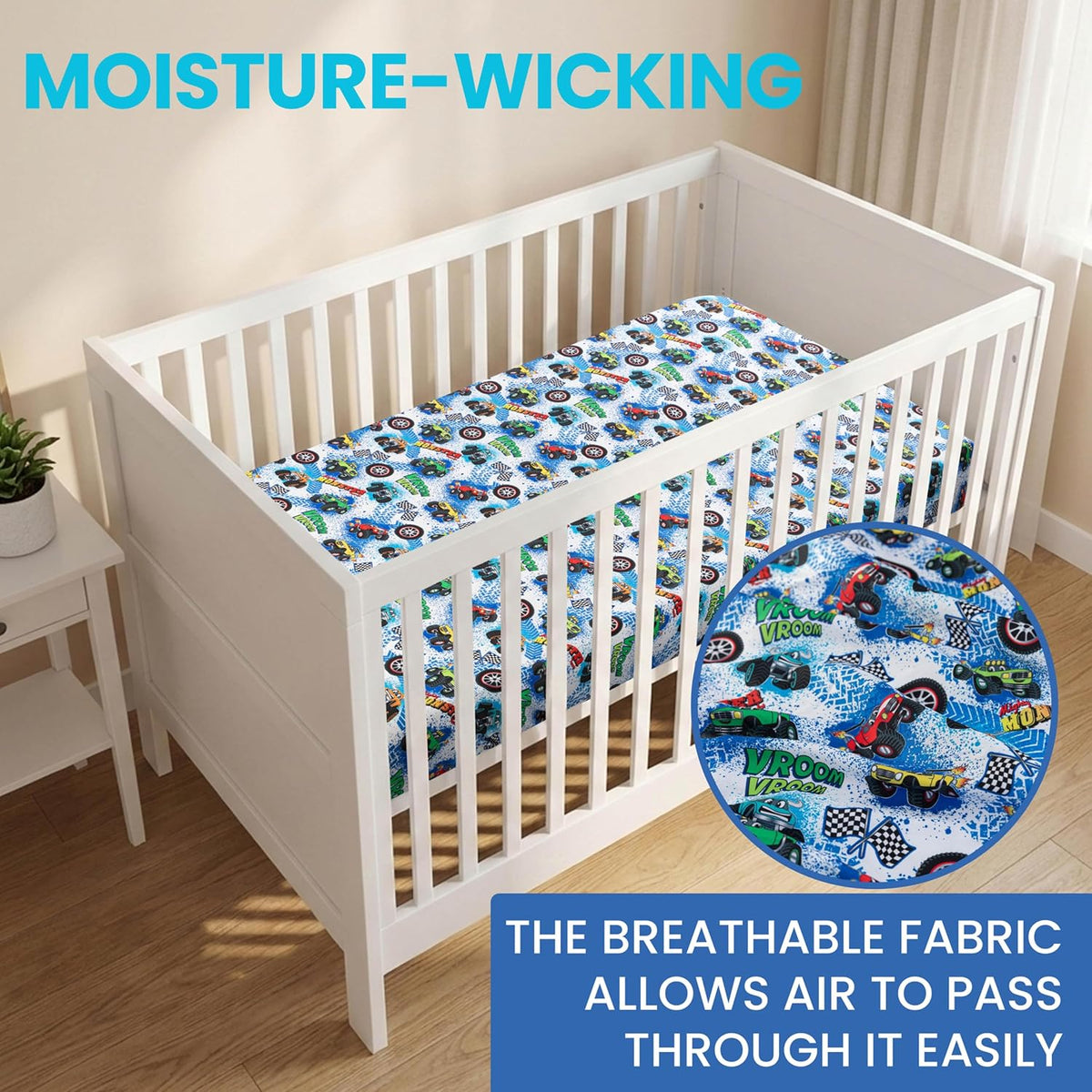 Today's Kids 1-Pack Monster Trucks Fitted Baby Crib Sheet Boy - Soft & Breathable