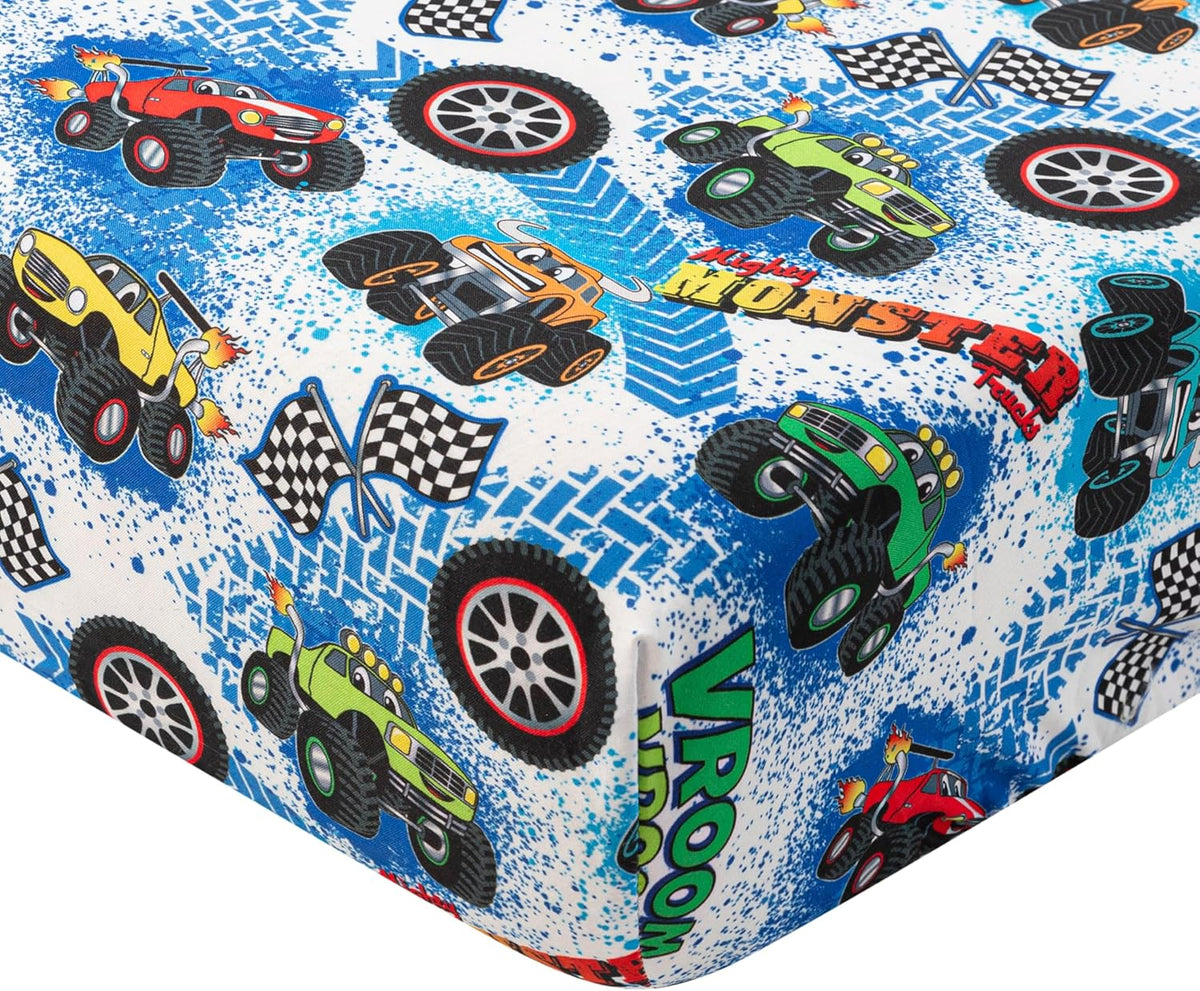 Today's Kids 1-Pack Monster Trucks Fitted Baby Crib Sheet Boy - Soft & Breathable