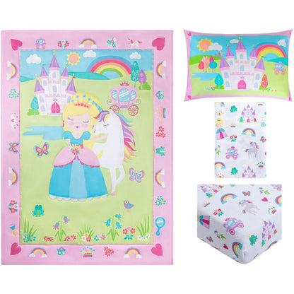 Todays Kids Princess Toddler Bedding Set for Girls - 4-Piece Toddler Bed Comforter Sets