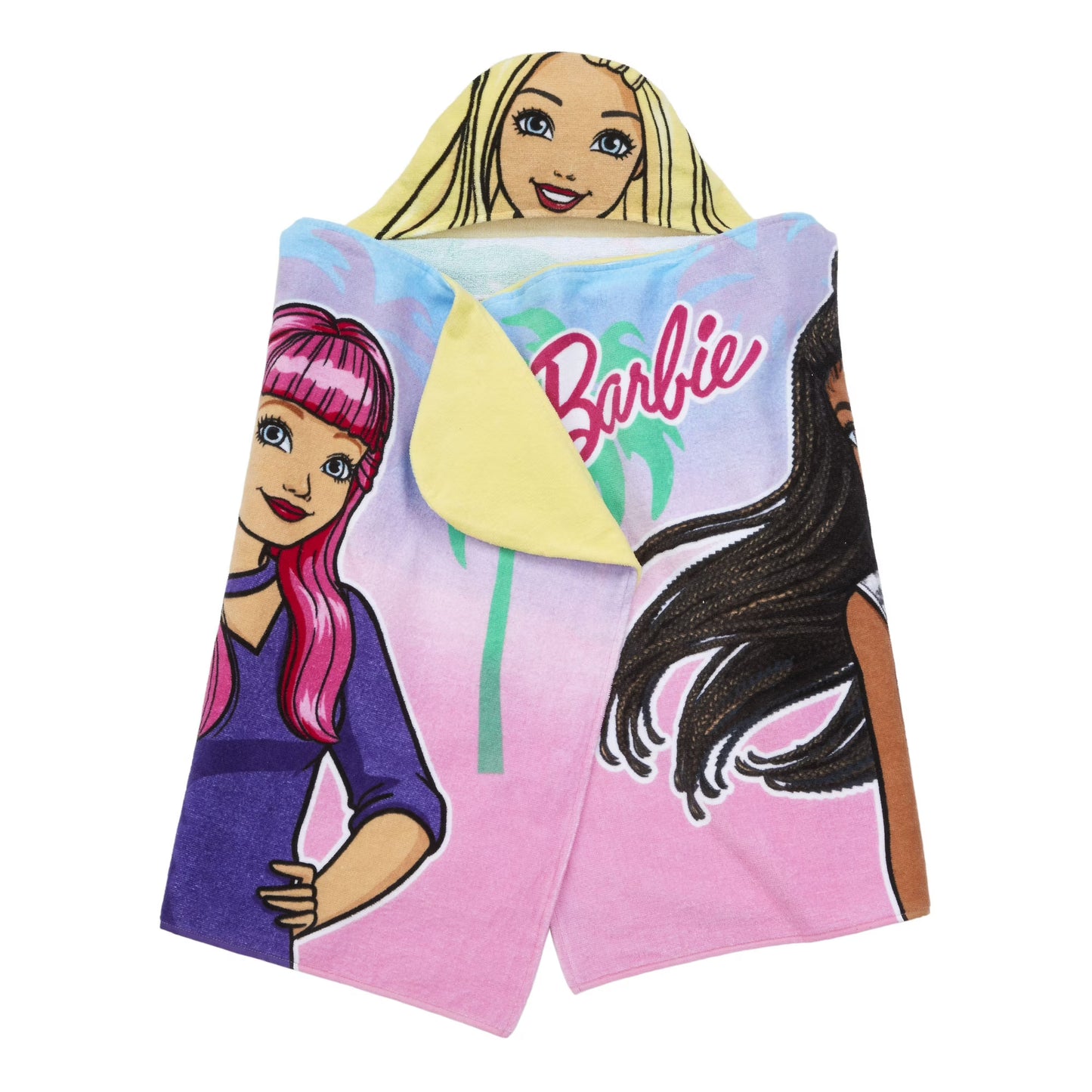 Barbie Kids Hooded Towel, Cotton, Pink, Mattel