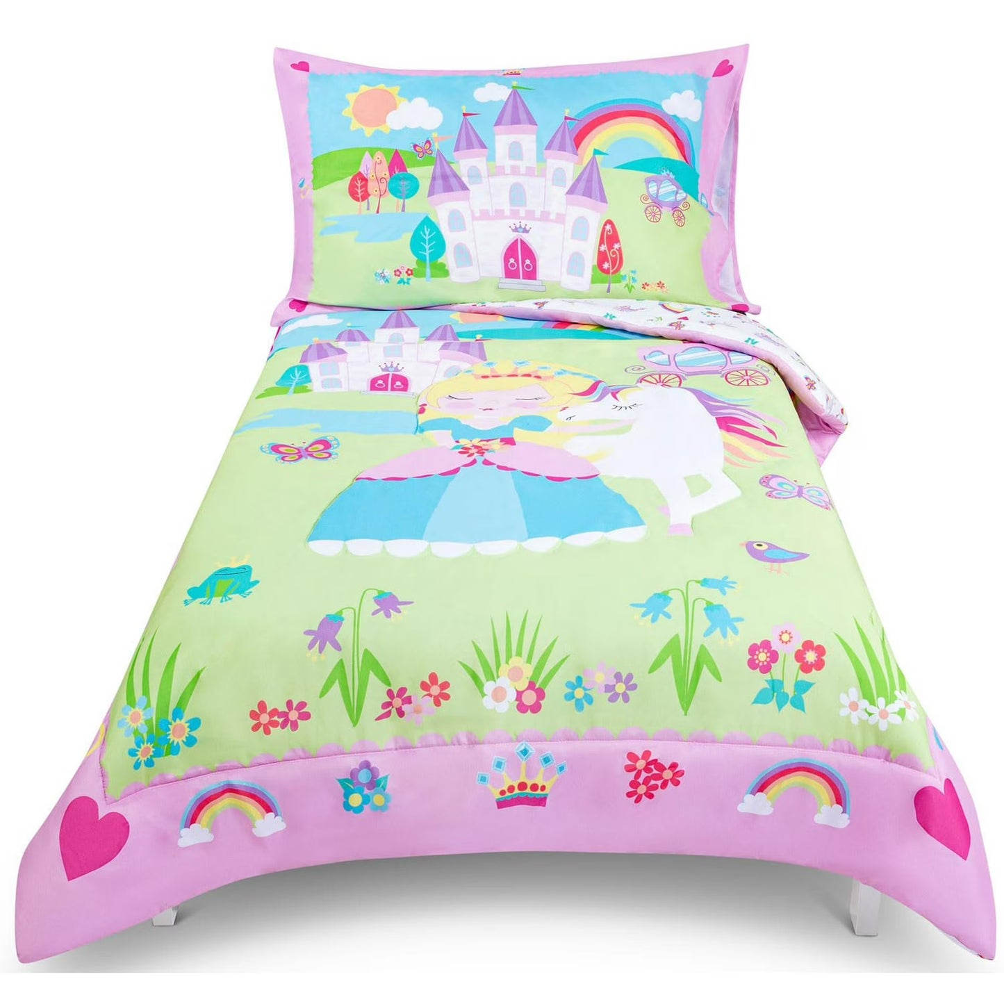 Todays Kids Princess Toddler Bedding Set for Girls - 4-Piece Toddler Bed Comforter Sets