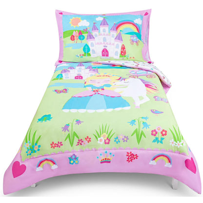 Todays Kids Princess Toddler Bedding Set for Girls - 4-Piece Toddler Bed Comforter Sets