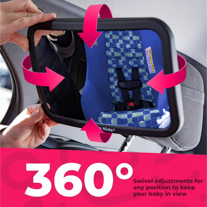 Todays Kids Baby Car Mirror for Back Seat Rear Facing - 360-Degree Adjustable