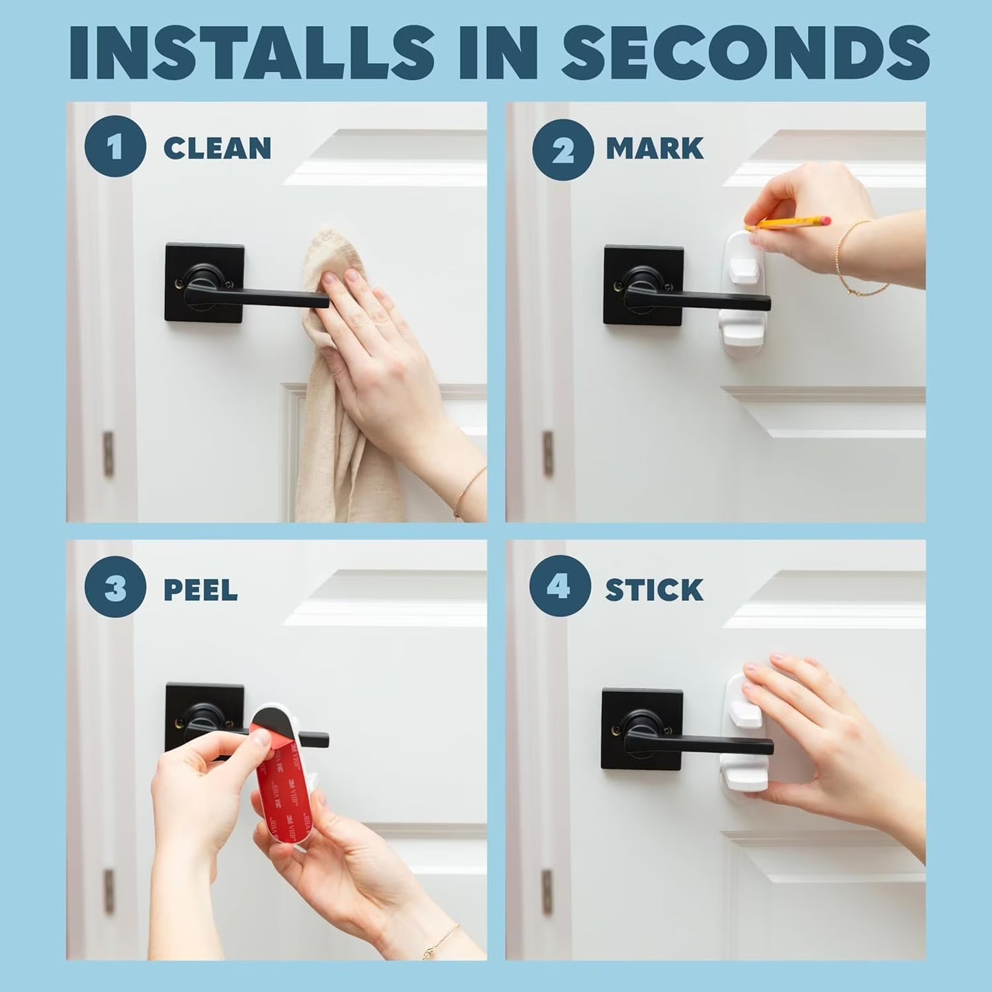 Todays Kids Childproof Door Lever Lock - Easy Install Child Proof Door Lock