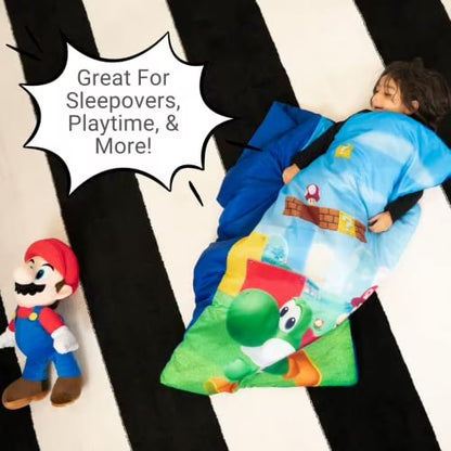 Super Mario 2 Piece Kids Sleeping/Slumber Bag & Sling Bag Set, 46"L X 26"W