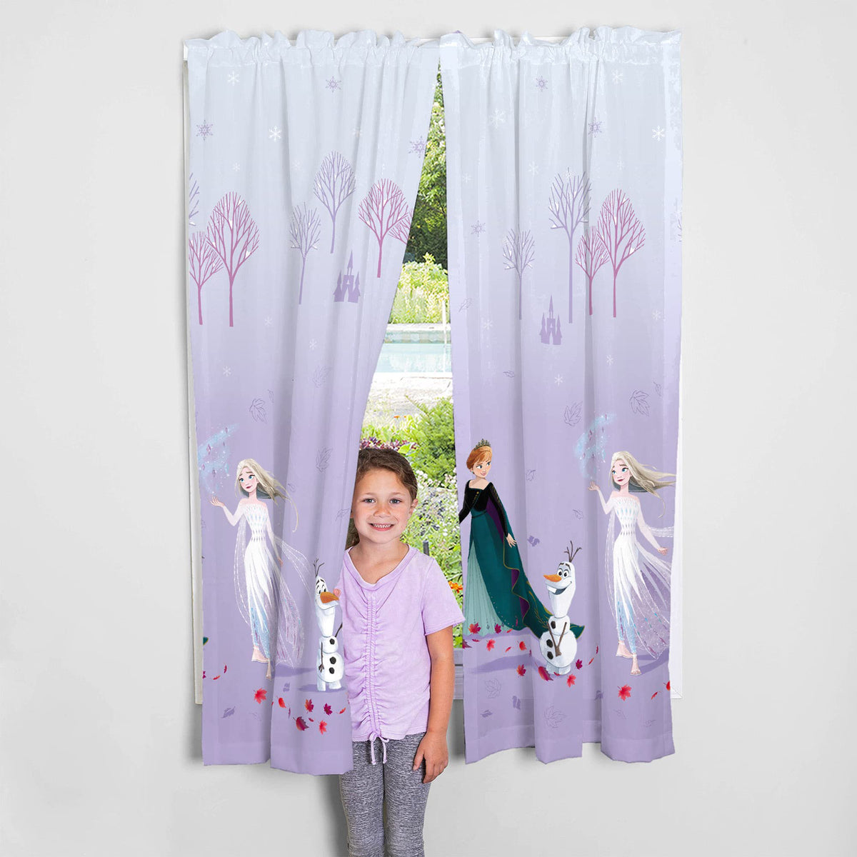 Disney Frozen 2 Kids Room Window Curtain Panels Drapes Set, 82 in x 63 in