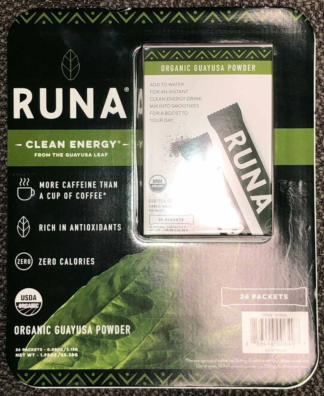 RUNA Organic Clean Energy Guayusa Powder - 26 packets