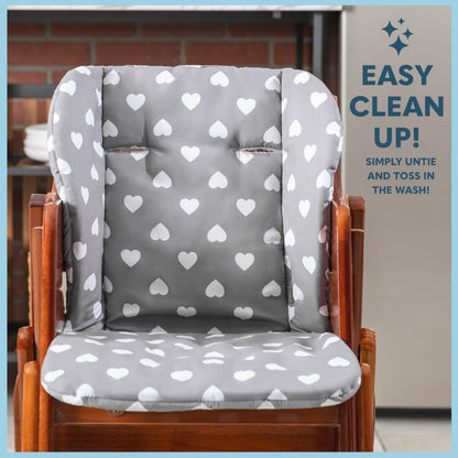 Todays Kids Baby High Chair Cover Pad - Wooden High Chair Cushion, High Chair Cover Replacement, Machine Washable & Easy to Install, Hearts Pattern