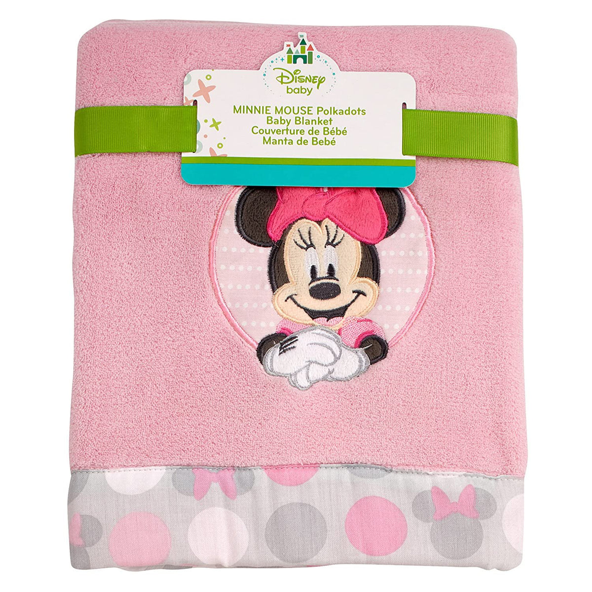 Disney Minnie Mouse Polka Dots Appliqued Baby Blanket, 30" x 40"