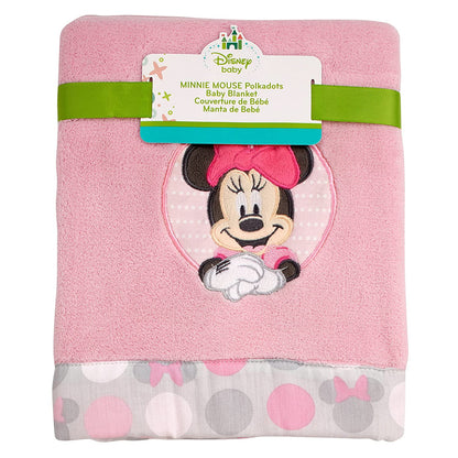 Disney Minnie Mouse Polka Dots Appliqued Baby Blanket, 30" x 40"