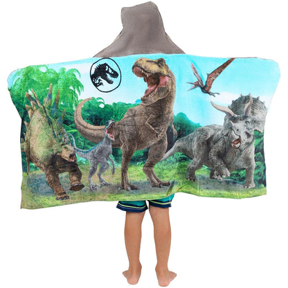 Jurassic World Kids Bath/Pool/Beach Soft Cotton Terry Hooded Towel Wrap, 24 in x 50 in