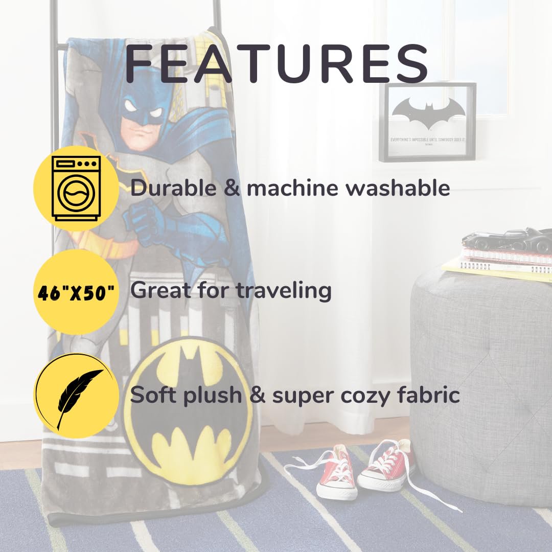 Batman Kids Super Soft Silk Touch Throw Blanket, 40 in x 50 in