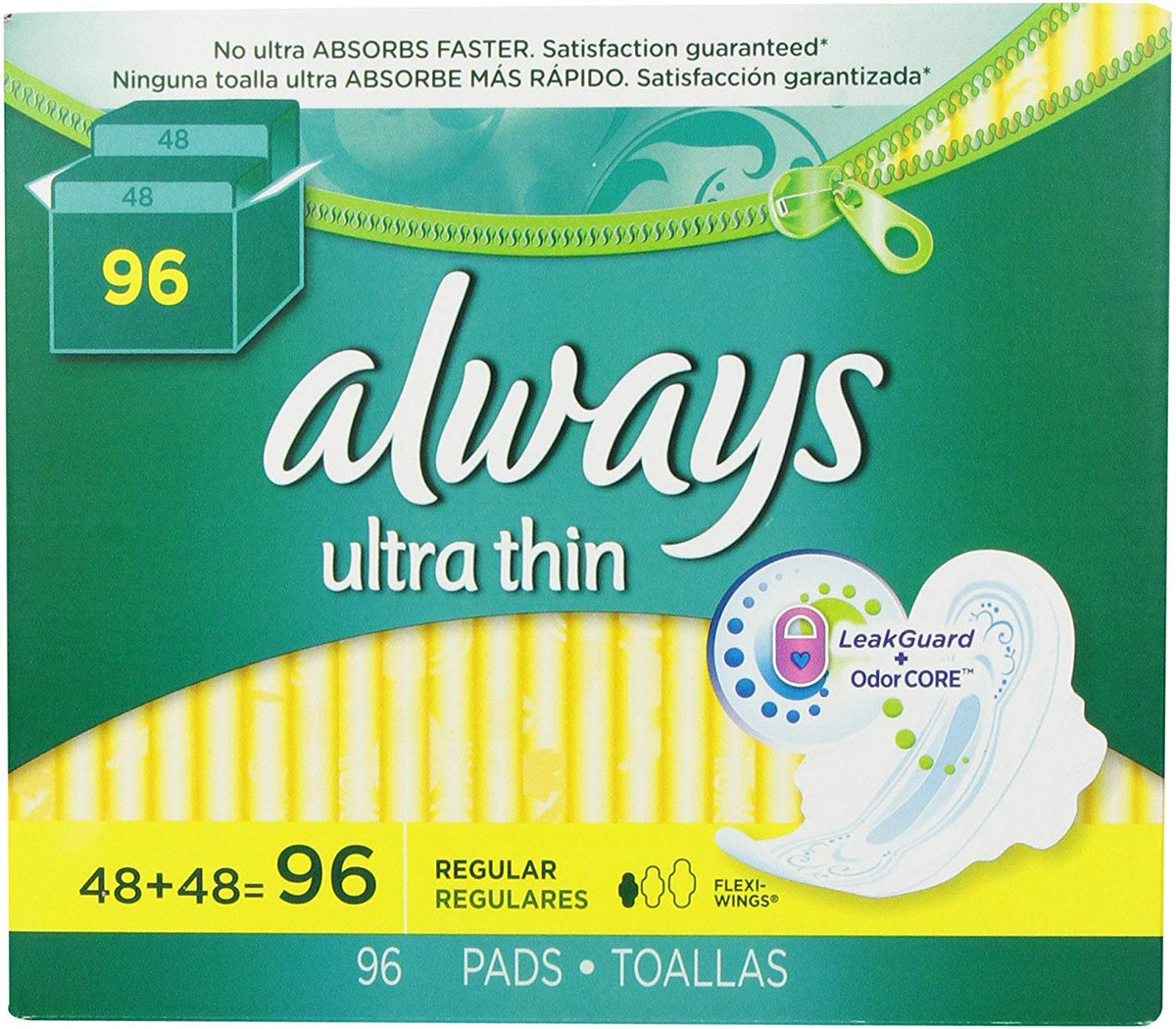Always Ultra Thin Regular Pads With Wings, Unscented, 48 Count