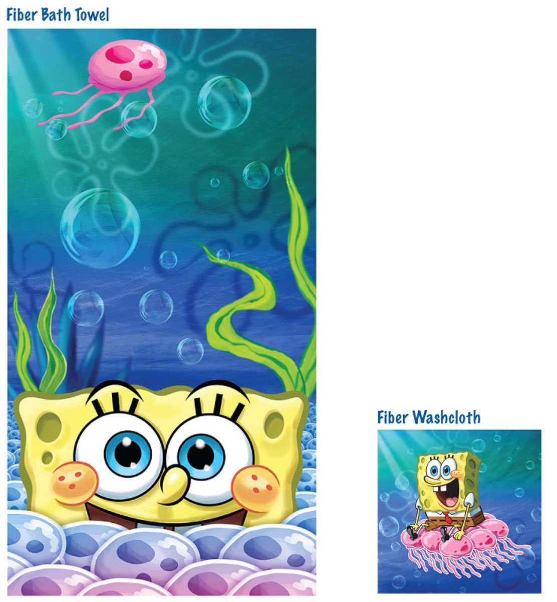 SpongeBob SquarePants 2 Piece Bath Towel and Washcloth Set