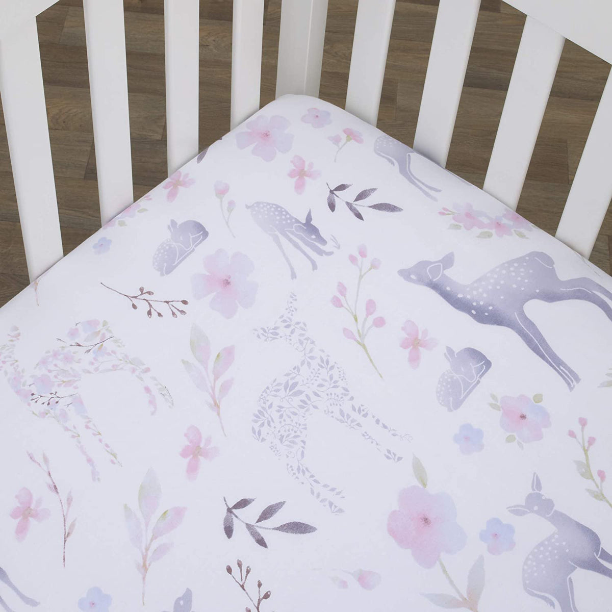 NoJo Watercolor Deer 4 Piece Nursery Crib Bedding Set