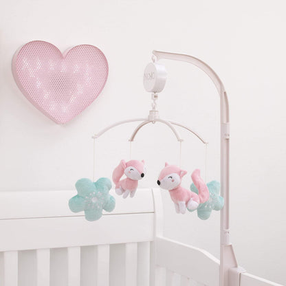 NoJo Sweet Forest Friends Fox and Flowers Plush Musical Mobile, Pink and Aqua