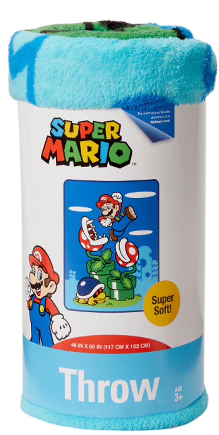Franco Super Mario Kids Fleece Throw Blanket 46x60, Nintendo