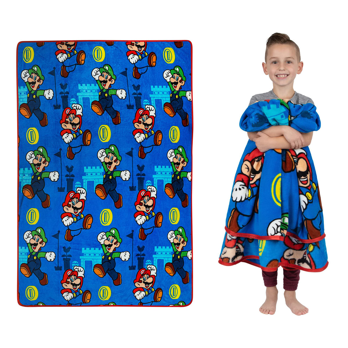 Franco Super Mario Soft Plush Throw Blanket, 62" x 90"