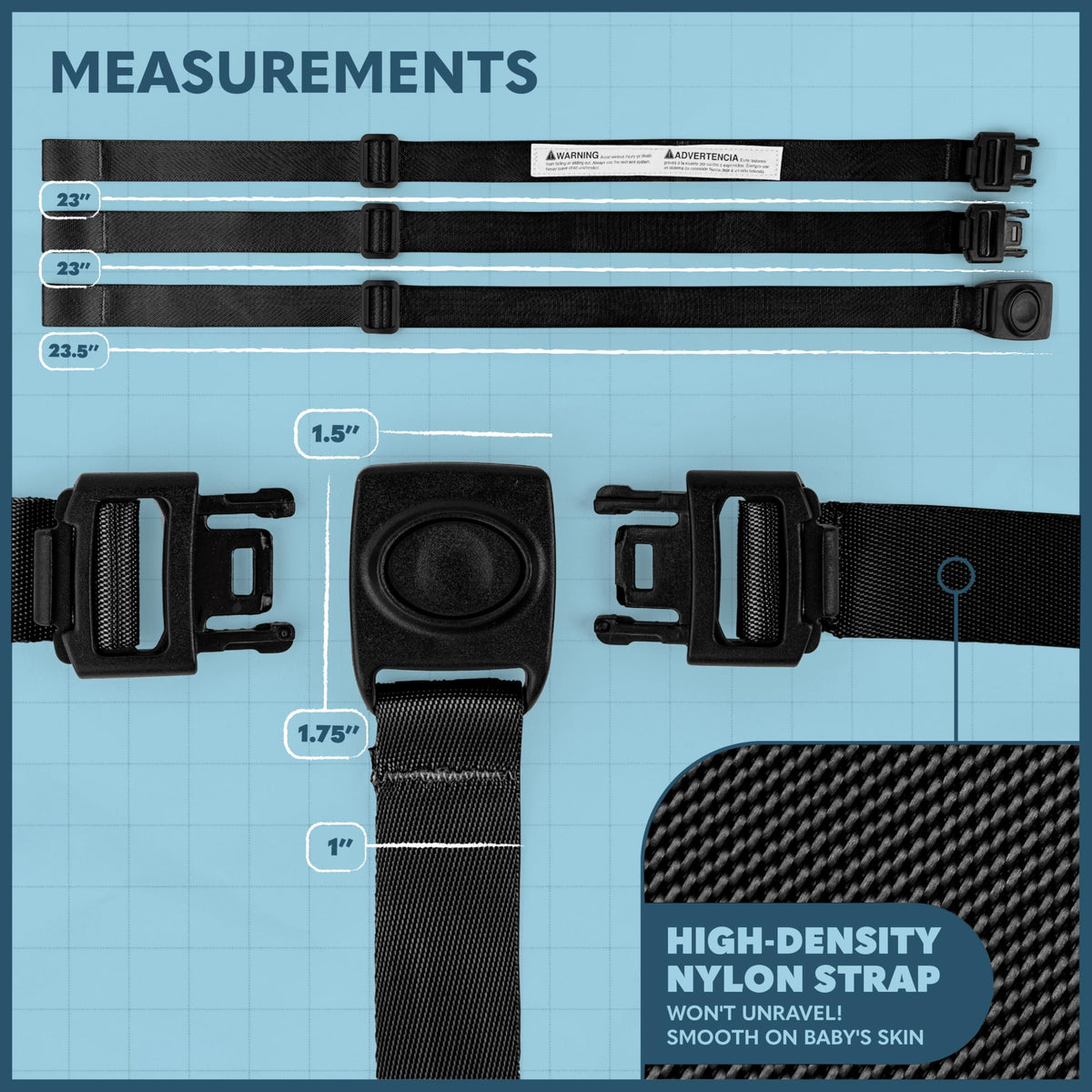 Today's Kids High Chair Straps Replacement Compatible with IKEA Antilop High Chair - Heavy Duty 3 Point Harness Seat Belt, Adjustable Durable Polyester, Soft & Comfortable on Baby's Skin - Black