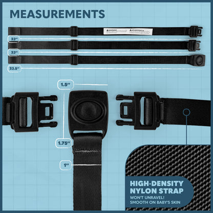 Today's Kids High Chair Straps Replacement Compatible with IKEA Antilop High Chair - Heavy Duty 3 Point Harness Seat Belt, Adjustable Durable Polyester, Soft & Comfortable on Baby's Skin - Black