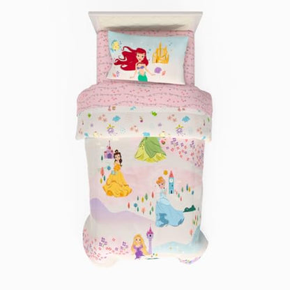 Franco Disney Princess Kids Bedding Twin Comforter and Sheets, 4 Piece Set