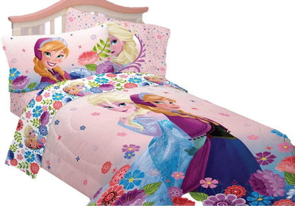 Disney Frozen Twin/full Comforter Floral Breeze (reversible)