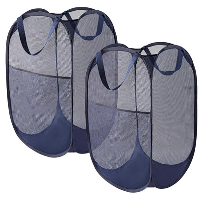 Todays Kids Collapsible Mesh Pop-Up Laundry Hamper - Foldable Laundry Basket with Breathable Mesh, Reinforced Handles and Side Pocket