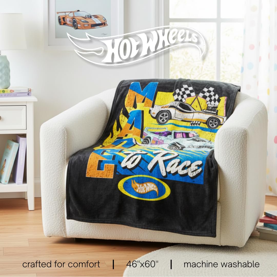 Franco Hot Wheels Kids Plush Throw Blanket, 46 in x 60 in