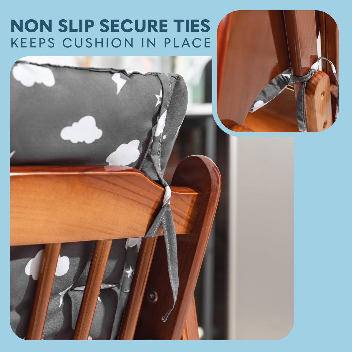 Todays Kids Baby High Chair Cover Pad - Wooden High Chair Cushion, High Chair Cover Replacement, Machine Washable & Easy to Install, Clouds Pattern