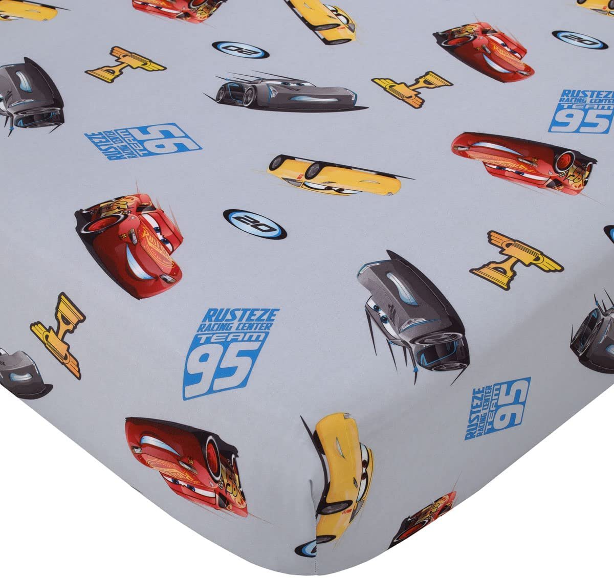 Disney Cars Fitted Crib Sheet 100% Soft Breathable Microfiber, Baby Sheet, Fits Standard Size Crib Mattress 28in x 52in