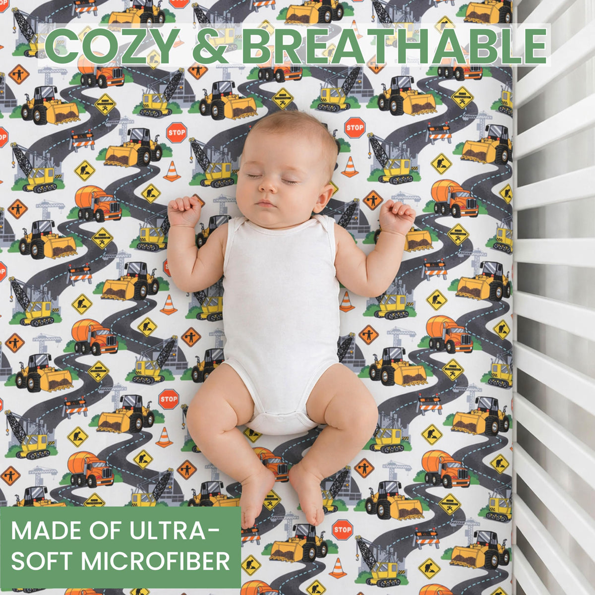 Today's Kids 1-Pack Monster Truck Fitted Baby Crib Sheet Boy - Soft & Breathable Printed Nursery Toddler Bed Sheets for Boys, Elastic Edge with Deep Pockets, Machine Washable, Fits 28" x 52" Mattress