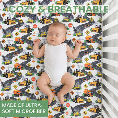Today's Kids 1-Pack Monster Truck Fitted Baby Crib Sheet Boy - Soft & Breathable Printed Nursery Toddler Bed Sheets for Boys, Elastic Edge with Deep Pockets, Machine Washable, Fits 28" x 52" Mattress