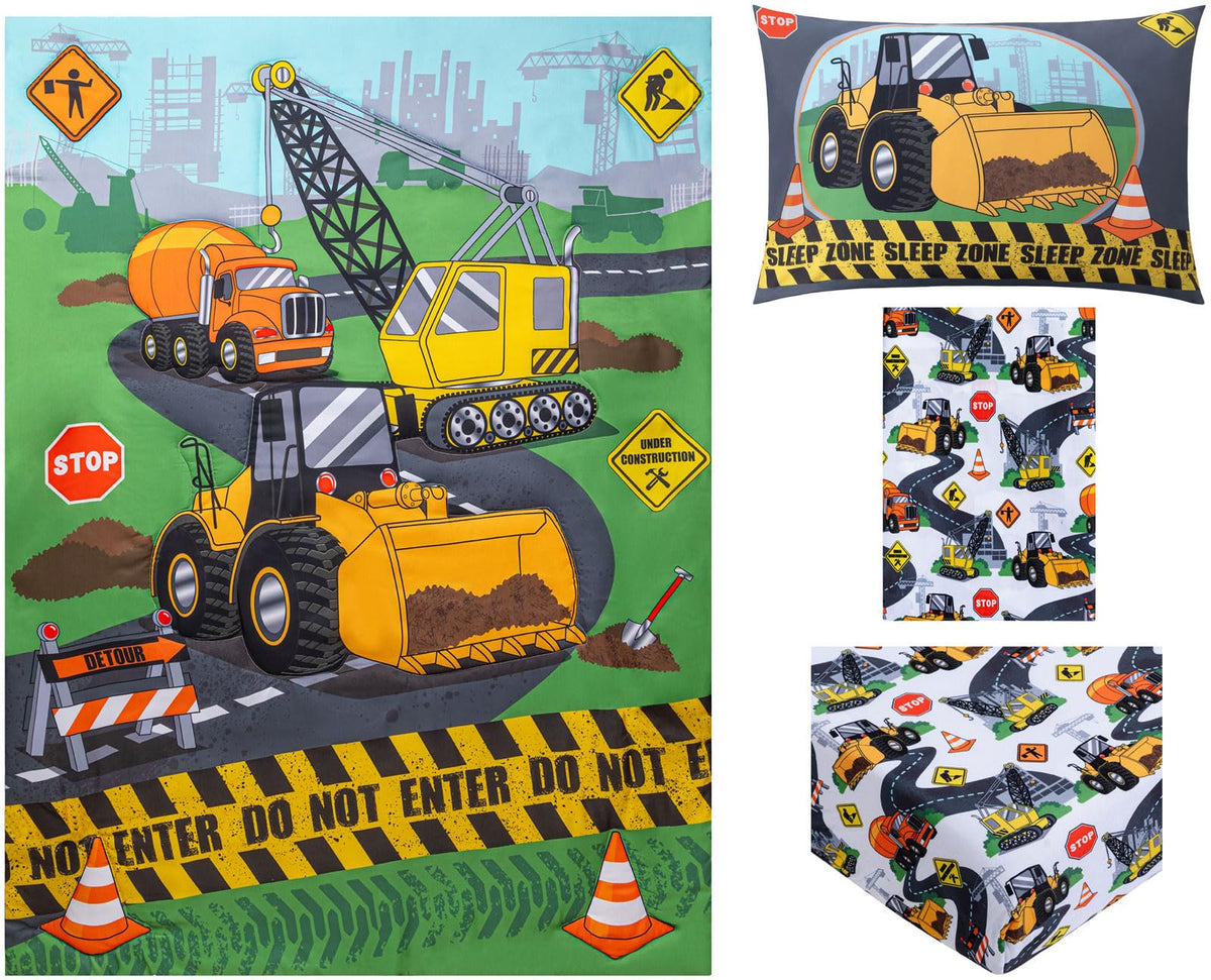 Todays Kids Monster Trucks Toddler Bedding Set for Boys - 4-Piece Toddler Bed Comforter Sets for Boys, Reversible Comforter & Pillowcase, Flat Sheet, Fitted Sheet, Breathable & Super Soft Microfiber