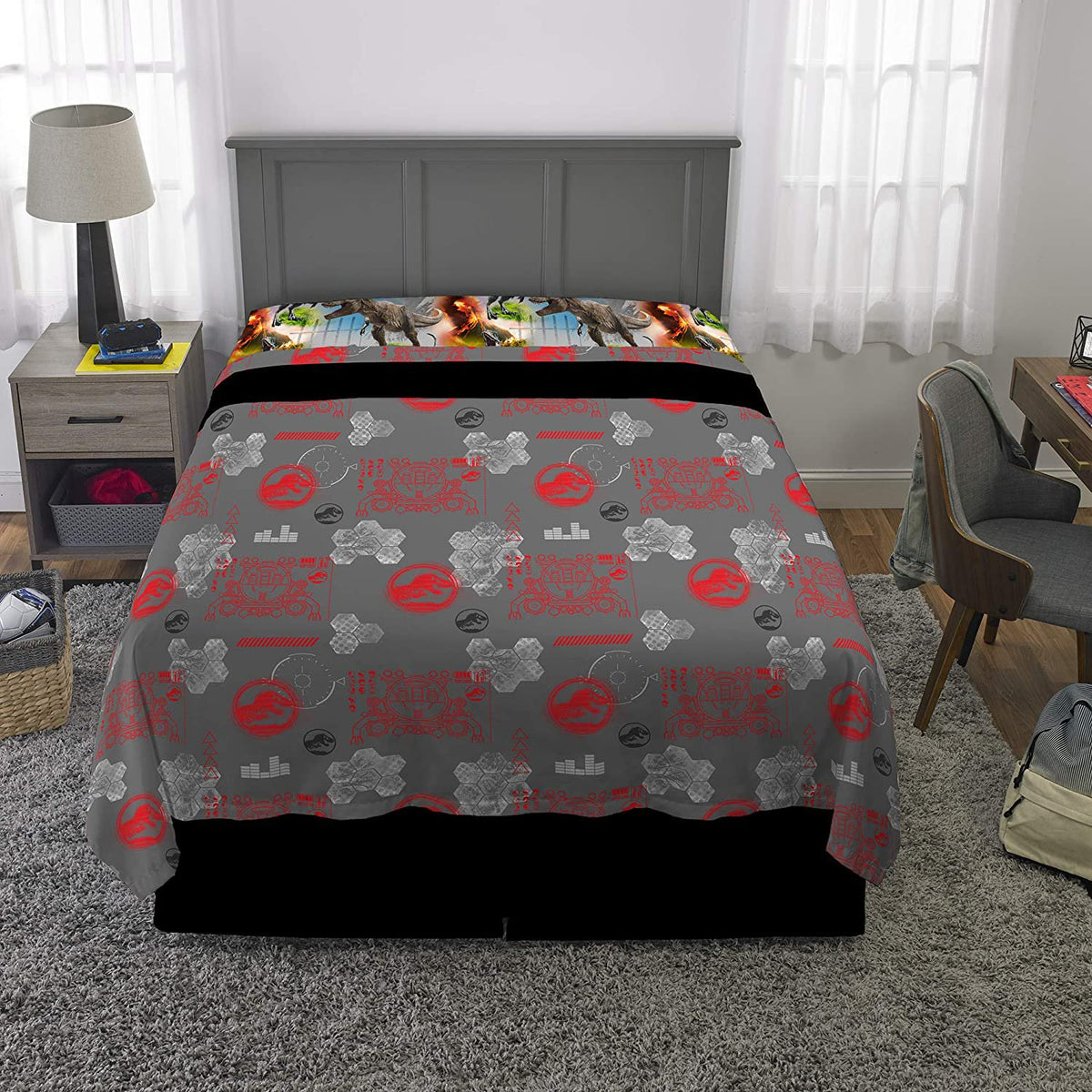 Franco Kids Bedding Super Soft Sheet Set, 4 Piece Full Size, Jurassic World