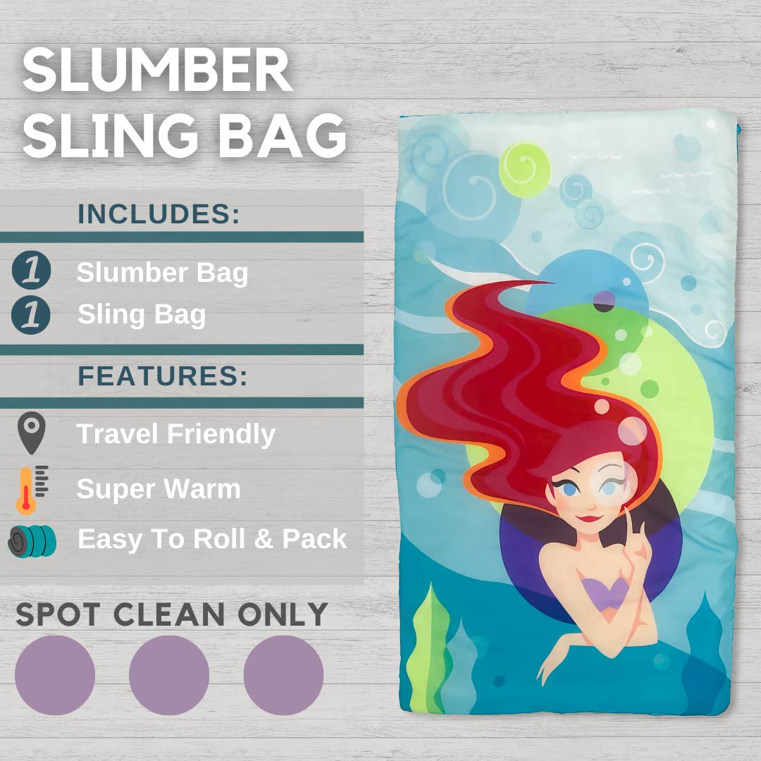 The Little Mermaid Ariel 2 Piece Kids Sleeping/Slumber Bag & Sling Bag Set, 46"(L) X 26"(W),