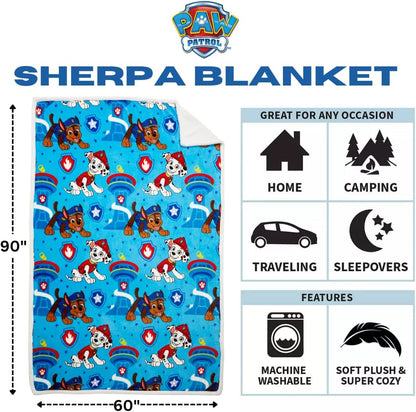 Franco Paw Patrol Soft Premium Plush Sherpa Blanket Throw, 60 in x 90 in