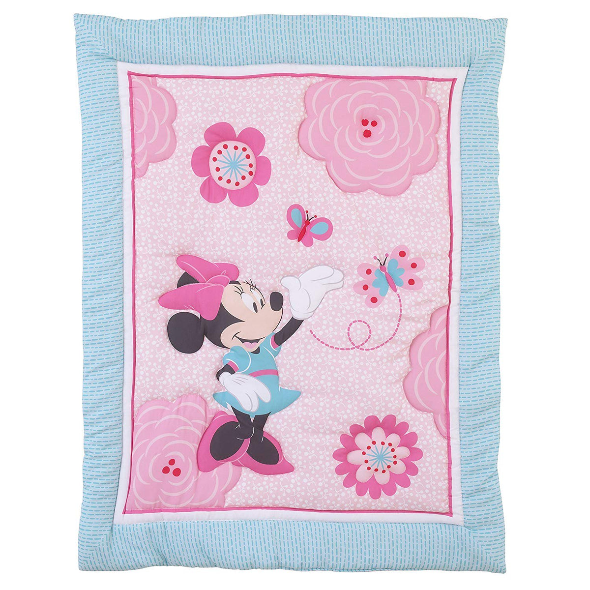 Disney Minnie Mouse Pretty in Pink 3 Piece Nursery Crib Bedding Set, Pink, Grey, Rose