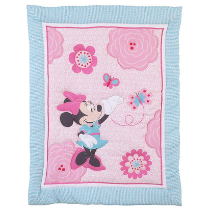 Disney Minnie Mouse Pretty in Pink 3 Piece Nursery Crib Bedding Set, Pink, Grey, Rose