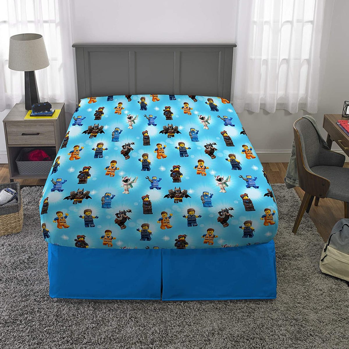 LEGO Movie 2 Kids Bedding Soft Microfiber Comforter and Sheet Set, Full Size 5 Piece Set