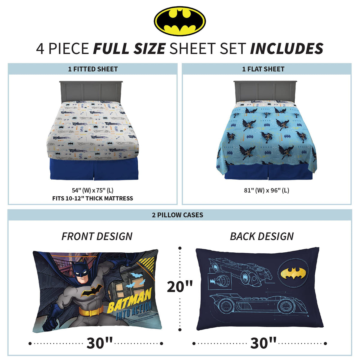 Franco Kids Bedding Batman Full Size Sheet Set