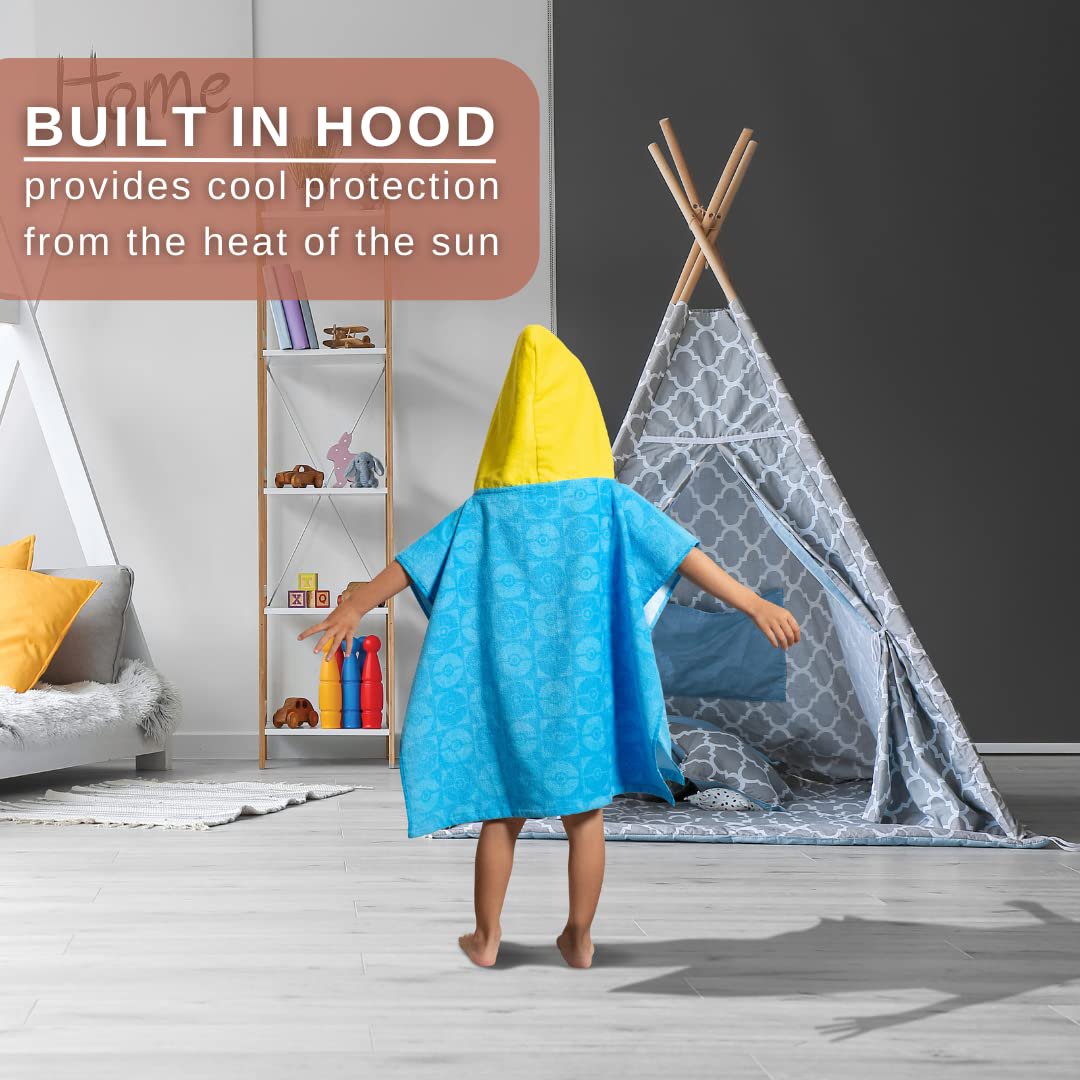 Franco Kids Beach/Pool/Bath/Camping Hooded Towel Poncho 24" X 22", Absorbent Cotton Cover up