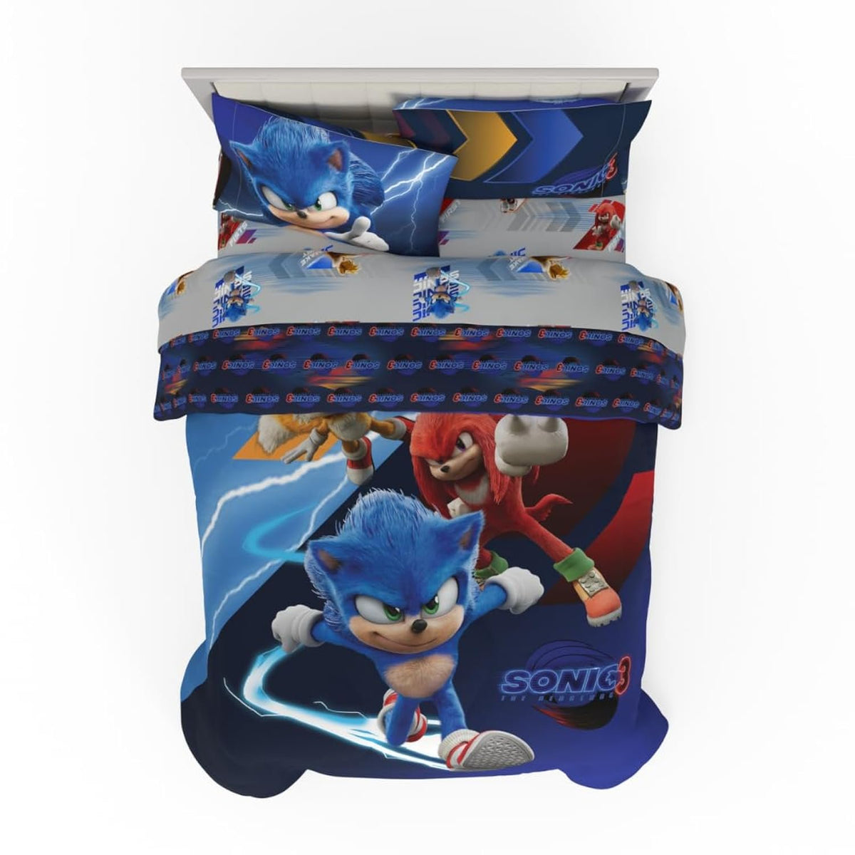 Franco Kids Sonic The Hedgehog 3 Movie Full Comforter and Sheets, 5 Piece Set