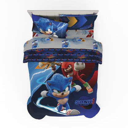 Franco Kids Sonic The Hedgehog 3 Movie Full Comforter and Sheets, 5 Piece Set