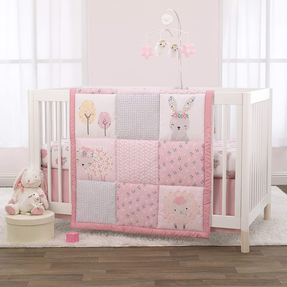 NoJo Fitted Crib Sheet, Rainbow Unicorn, Pink/Aqua/Yellow/White, 28x52x8 Inch (Pack of 1)