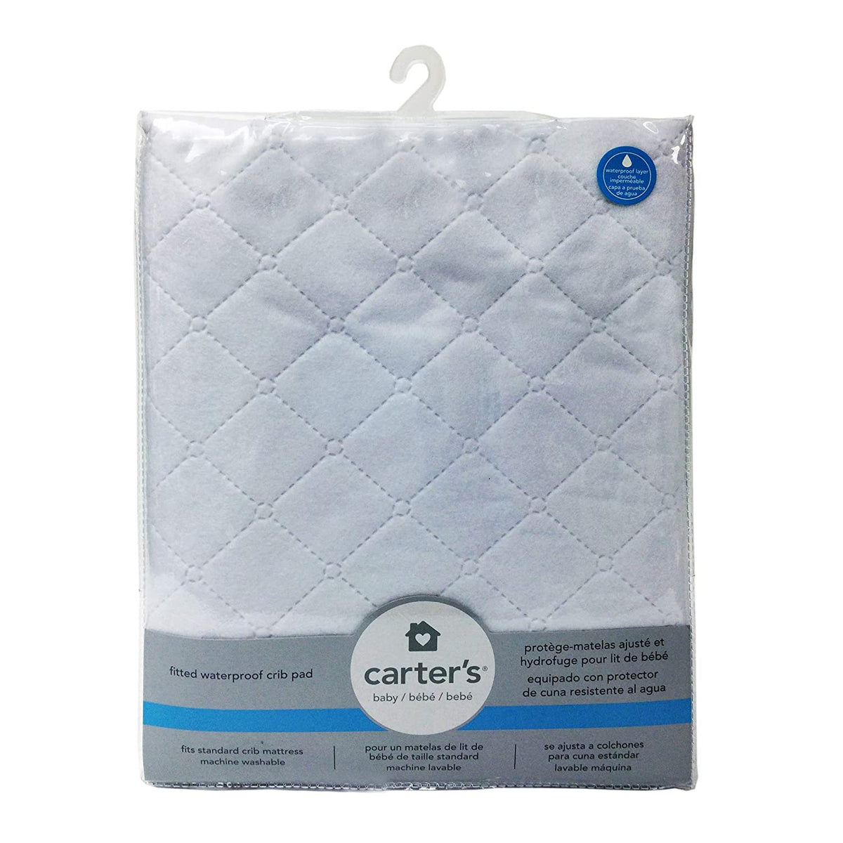 Carters Waterproof Fitted Quilted Crib and Toddler Protective Mattress Pad Cover, White