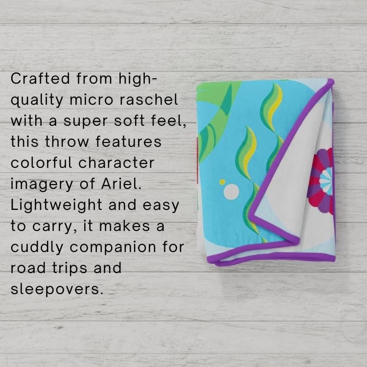 Franco The Little Mermaid Ariel Micro Raschel Throw, 46 in x 60 in